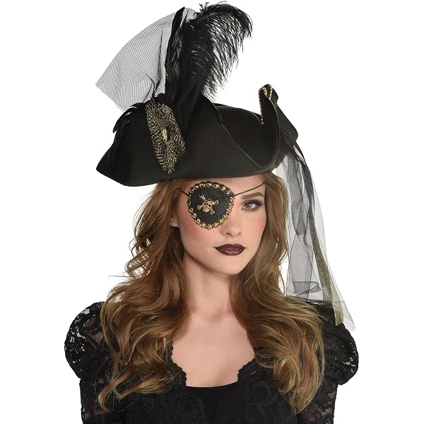 Amazon.com: Black & Gold Skull Pirate Eye Patch - 1 Pc